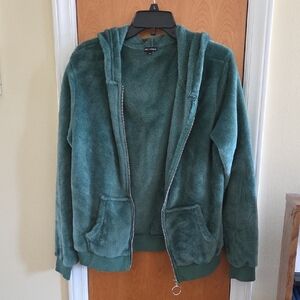 Free Haven Green Soft Fleece Zip-Up Hoodie Womens Medium